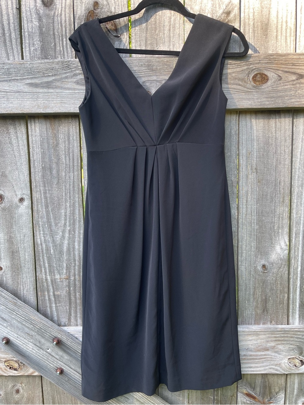 Suzi Chin for Maggy Boutique Black V-Neck Pleated Midi Dress